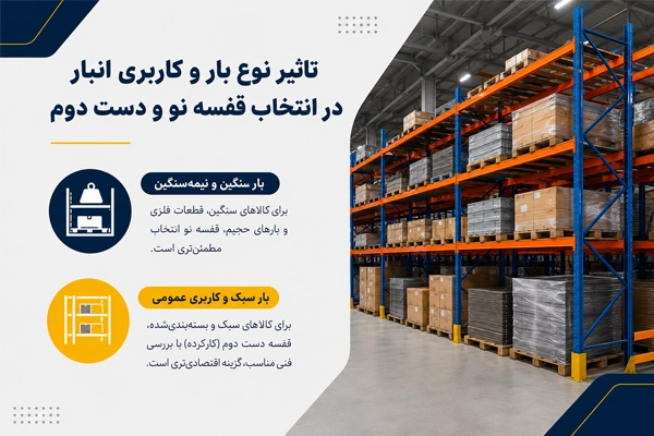 نوع و باربری قفسه فلزی نو و دست دوم
